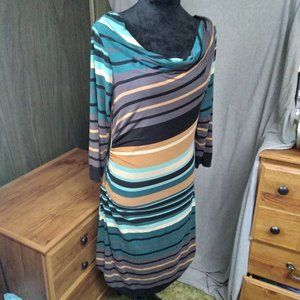 Cowl neck striped dress size small